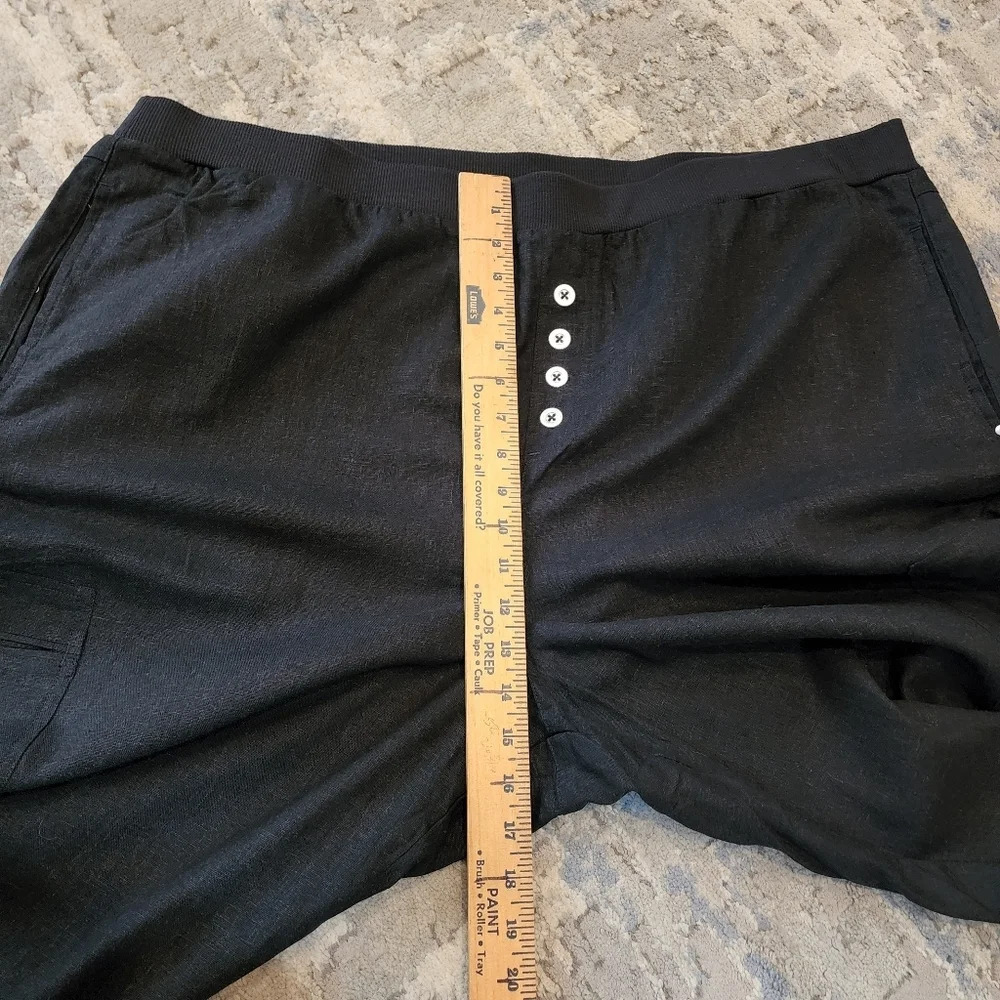 Ellos Linen Blend Stretch Waist Black Crop Cargo Pant Plus Size 28 4X New NWOTS - Picture 12 of 15